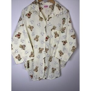 Vintage Rare Hot Stuff Teddy Bear Button Up Shirt Made In USA XL Yellow 1990